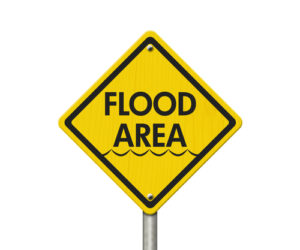 Yellow Warning Flood Area Highway Road Sign